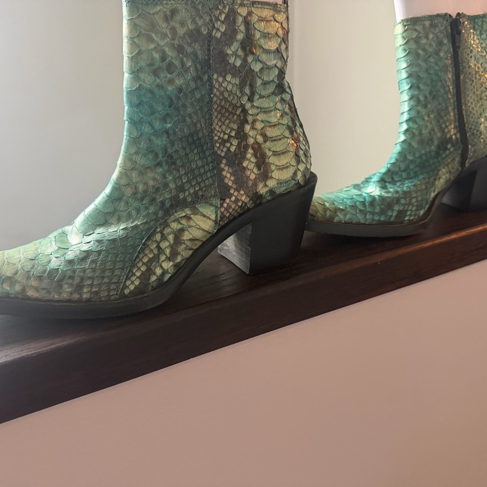 Green Snakeskin Ankle Boots